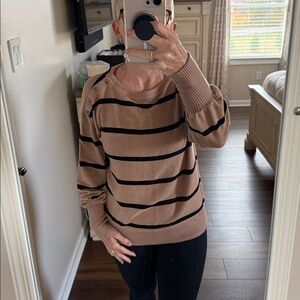 Sonoma Striped Tan and Black Lightweight Sweater